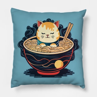 Cat and ramen Pillow