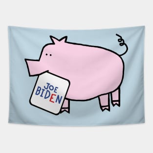 Biden Harris Supporter Cute Pig with Joe Biden Sign Tapestry