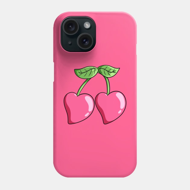 Pink Heart Cherry Phone Case by Everwinter