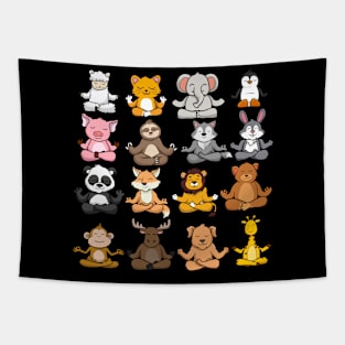 Animals Going Yoga animals meditating Tapestry