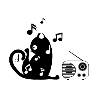 Yoga kitty and radio for Inktober T-Shirt