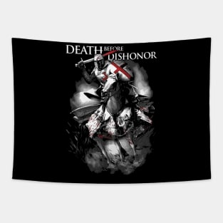 Crusader Knight Templar Cavalry Cross Death Before Dishonor Tapestry