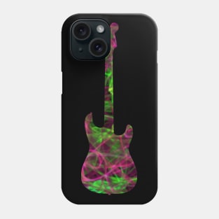 Pink on Green Flame Guitar Silhouette Phone Case