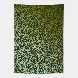 Art and craft Morris arabesque design on a green background Tapestry