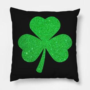 St Patricks Day, Faux Glitter 3 Leaf Clover Pillow