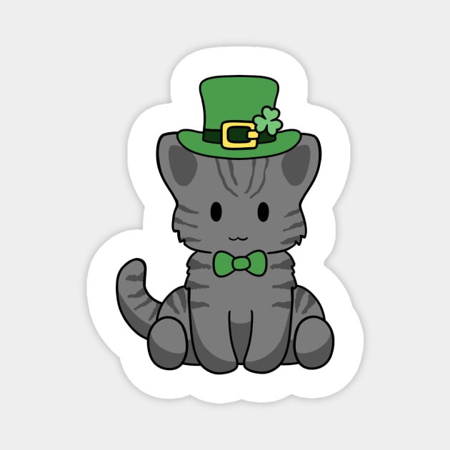 St Patrick Black Tabby Kitty Magnet by BiscuitSnack