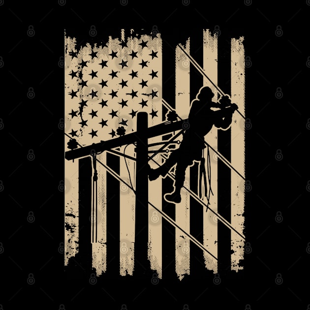 Lineman American Flag Gold Version by QUYNH SOCIU