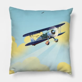 Vintage American Bi plane Pillow