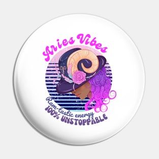 Funny Aries Zodiac Sign - Aries Vibes, Ramstastic Energy, 100% Unstoppable Pin