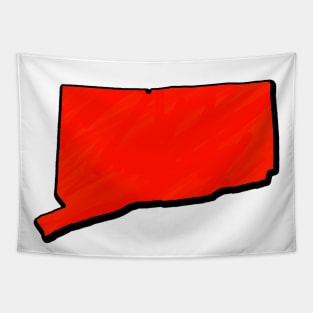 Bright Red Connecticut Outline Tapestry