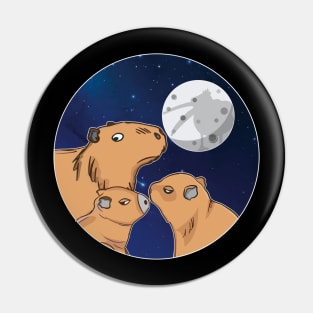 Three Capybara Moon Funny Pelican Capybara Wolf meme Pin