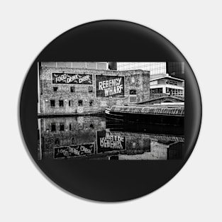 Birmingham Canal at  Regency Wharf - Monochrome Photograph Pin