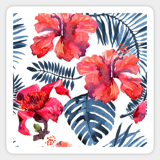 Watercolor Tropical Leaves And Plants Hand Painted Jungle