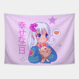 Japanese Anime Kawaii girl drawing Tapestry