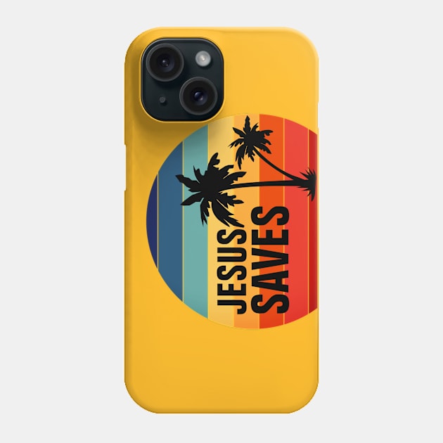 Jesus Saves Vintage Retro Sunset Phone Case by ChristianShirtsStudios