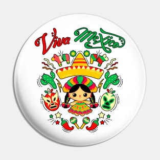 Viva Mexico Mexican Independences Day - I Love Mexico Pin