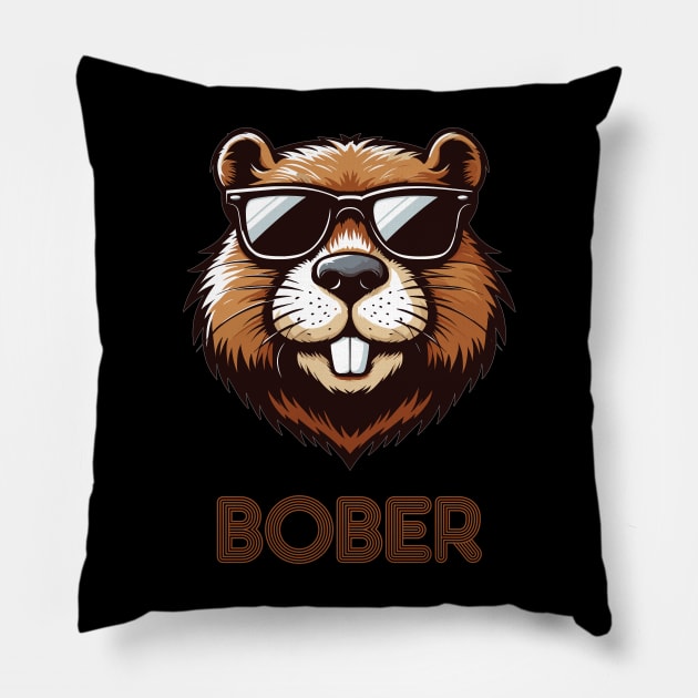 Funny Polish Internet Meme Bobr Bober Kurwa Beaver Sunglasses Pillow by TenchiMasaki