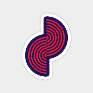 Groovy Waves - Bright Red on Dark Blue Magnet