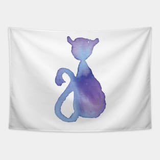 Blue And Purple Sitting Cat Tapestry