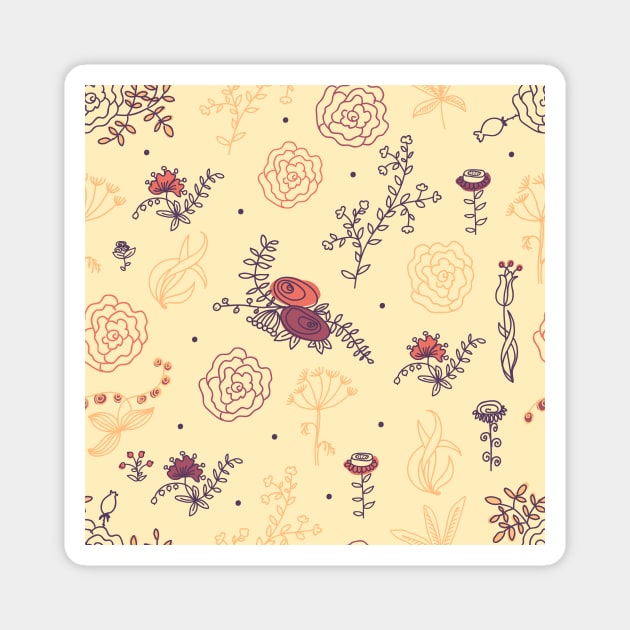 Elegance Seamless pattern with flowers Magnet by Olga Berlet