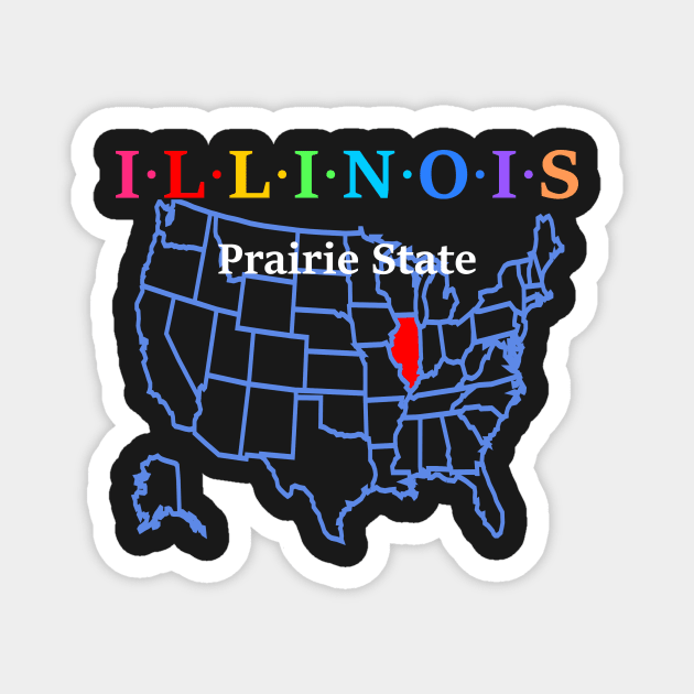 Illinois, USA. Prairies State. With Map. Magnet by Koolstudio