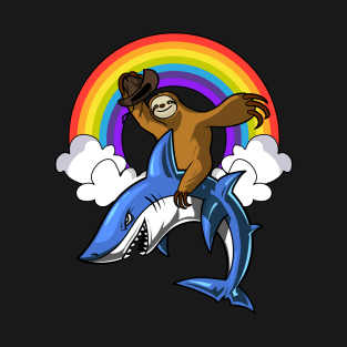 Sloth Riding Shark T-Shirt