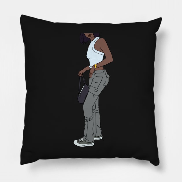 Black Woman Cartoon Collection Pillow by 09GLawrence