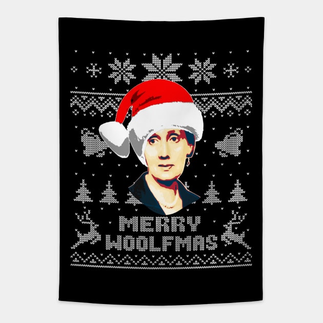 Virginia Woolf Merry Woolfmnas Funny Christmas Tapestry by Nerd_art