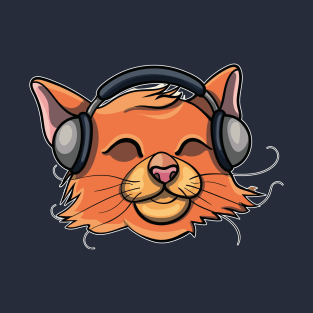 DJ cat with headphones listens to the cool music T-Shirt