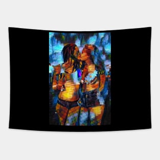 LOVE, lesbian couple kissing Tapestry