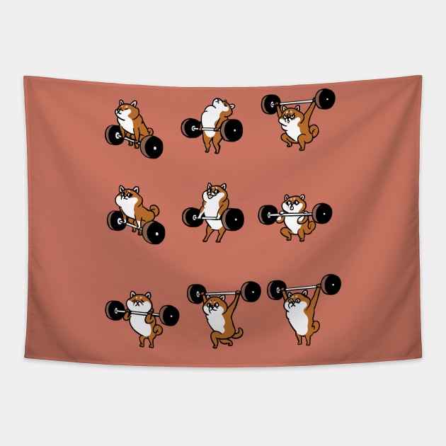 OLYMPIC LIFTING Shiba Inu Tapestry by huebucket