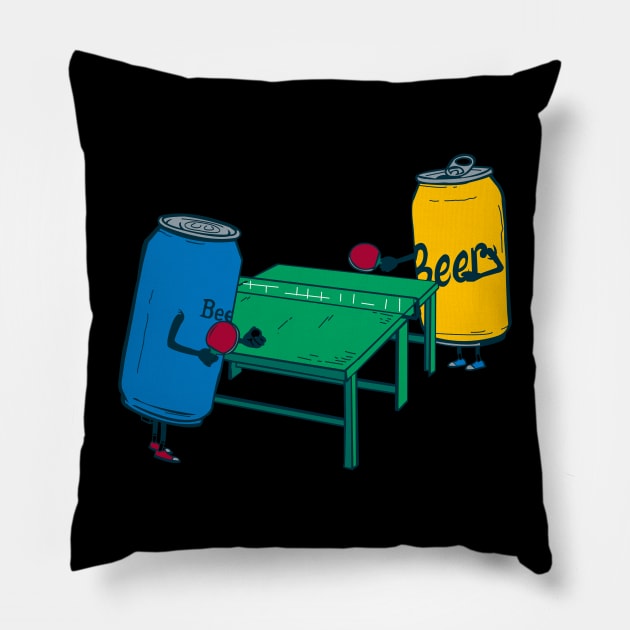 Beer Cans Playing Beer Pong Funny Graphic Design Pillow by StreetDesigns