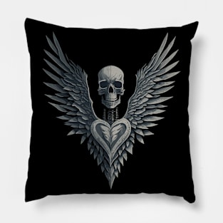 Winged Skeleton Occult Dark Satanic Witchcraft Emo Goth Pillow