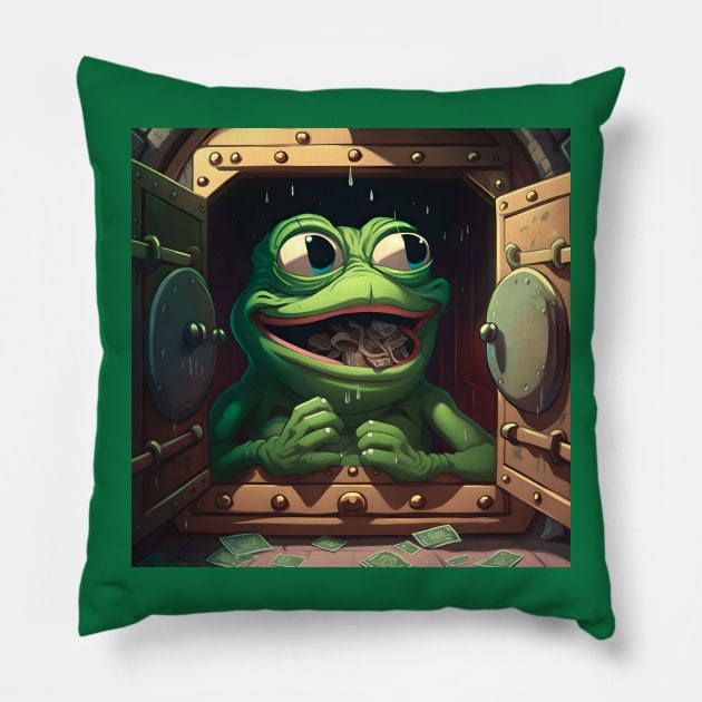 Pepe HUNGREY Pillow by www.TheAiCollective.art