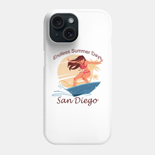 San Diego California surfing girl Ocean Beach Phone Case by sayed20