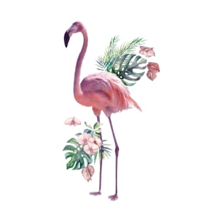 Tropical Flamingo Standing Watercolour T-Shirt