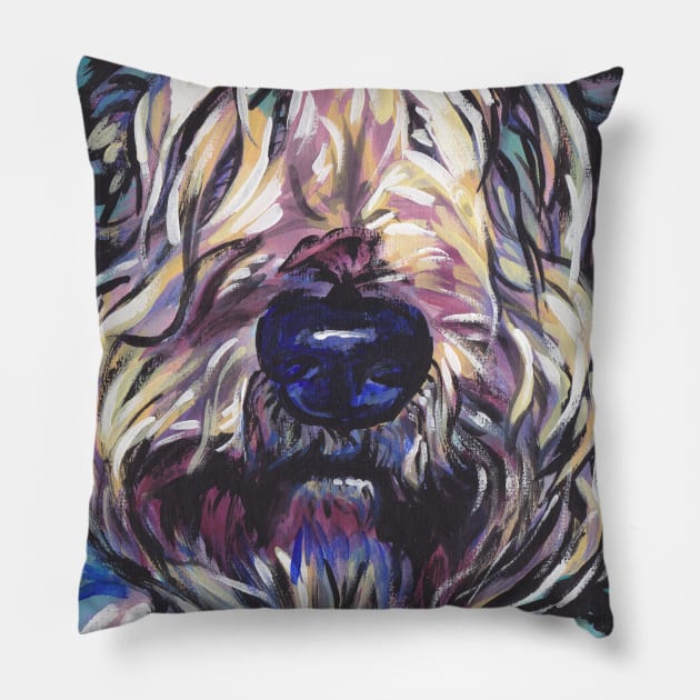 Wheaten Terrier Dog Bright colorful pop dog art Pillow by bentnotbroken11