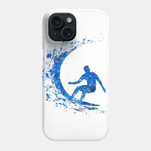 Surfing man blue art Phone Case