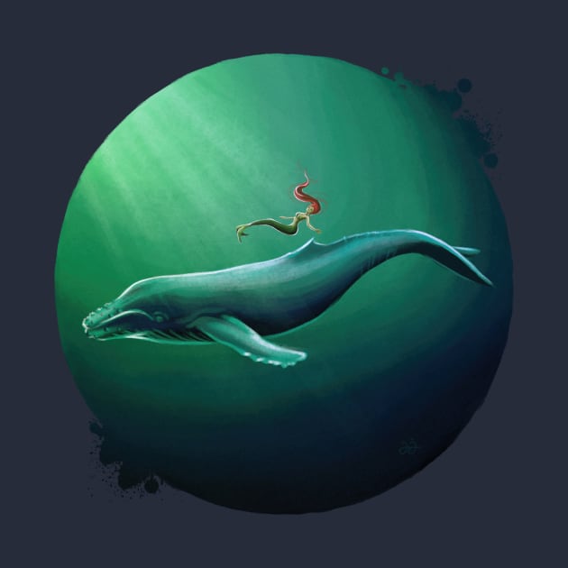 Mermaid and whale by Woojah_art