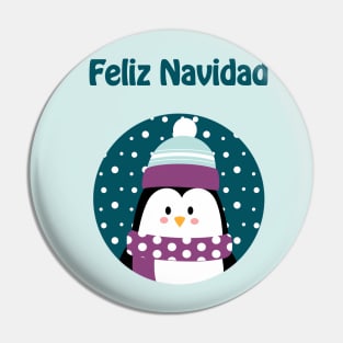 Feliz Navidad - Cute penguin wishing merry Christmas in Spanish Pin