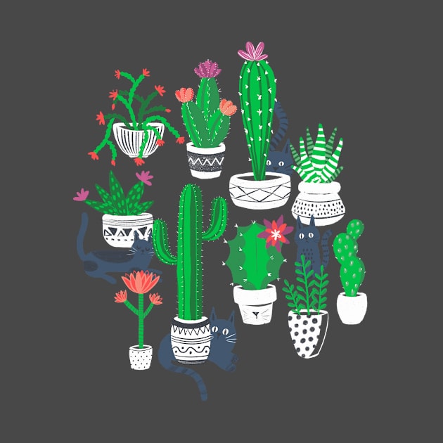 Cats Among the Cactus by Gingerlique