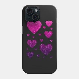 Hot Pink and Purple Ombre Faux Glitter Hearts Phone Case