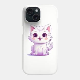 Cute Cartoon White Tabby Kitten Phone Case