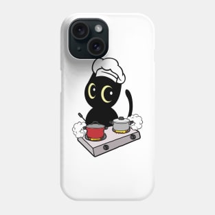 Funny black Cat is cooking Phone Case