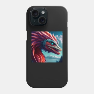 Red, Pink, and Purple Dragon with Cyan Highlights Phone Case