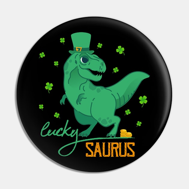 Lucky Saurus FUNNY Dinosaur Saints Patrick's Day Pin by happy6fox