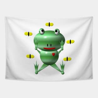 Cute Frog with Flies Tapestry