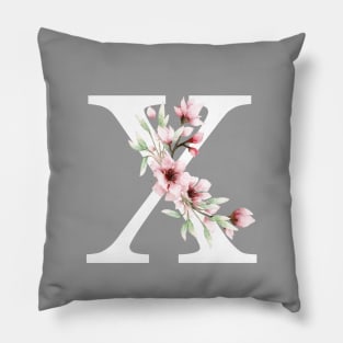 Letter X Monogram With Cherry Blossoms Pillow