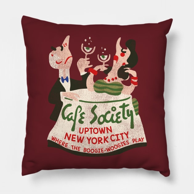 Vintage Cafe Society Defunct New York City Nightclub 1940s Pillow by darklordpug