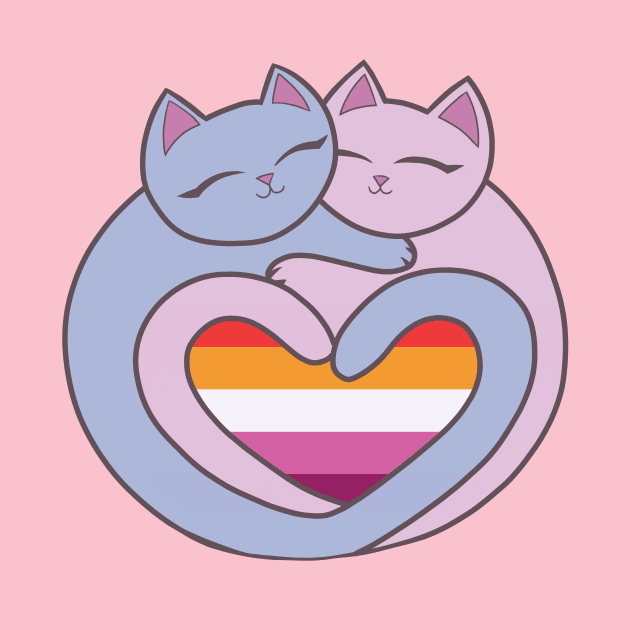 Lesbian Flag Heart Cats Kawaii by xenotransplant